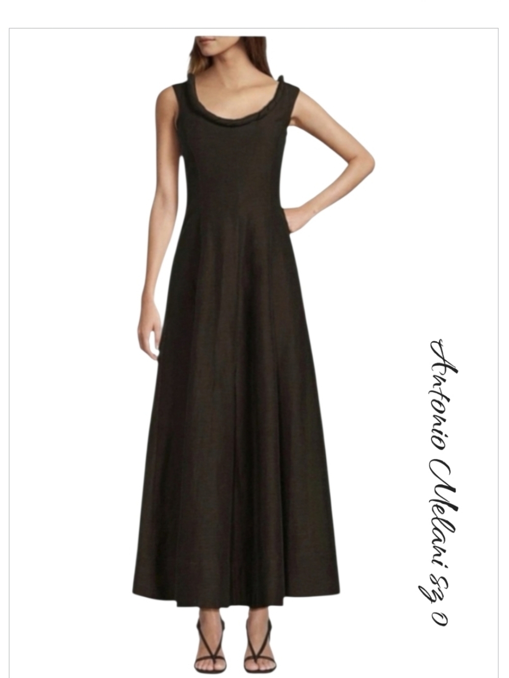 Antonio Melani x M.G. Style Margery Brown Linen Blend A-Line Maxi Dress 0 NWT